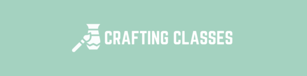 A banner for Crafting Classes in mint green