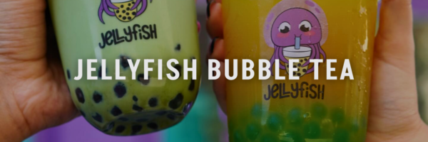 Jellyfish bubble tea boba, juice & matcha